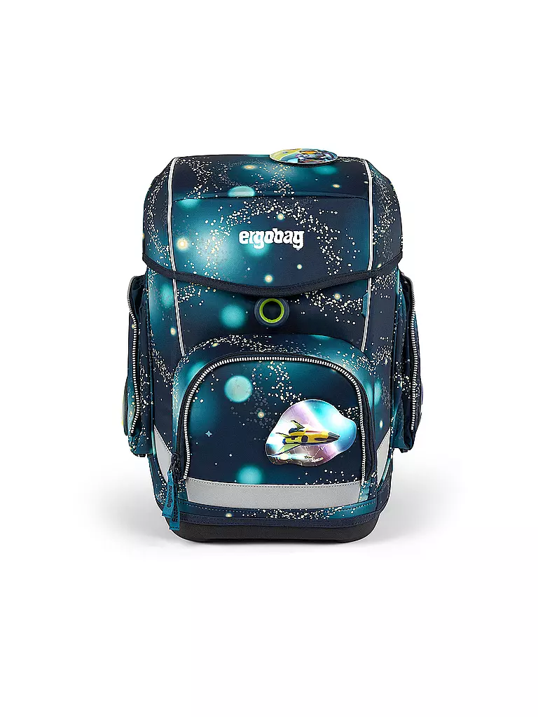 ERGOBAG | Schultaschenset 5tlg CUBO Galaxy Glow - RaumfahBär  | dunkelblau