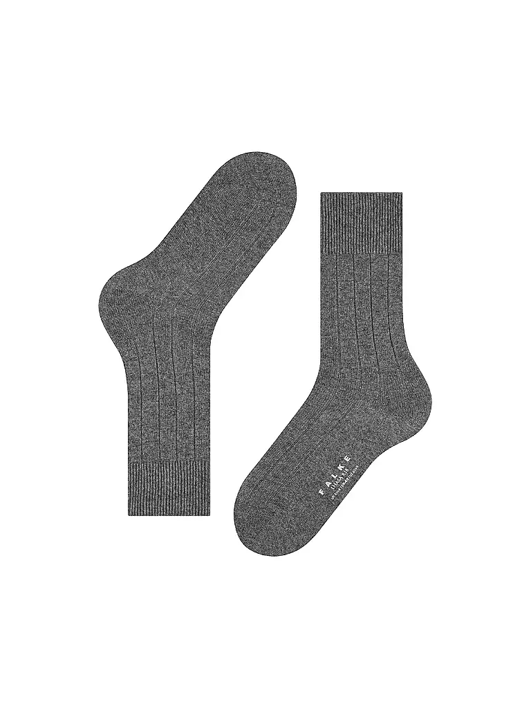 FALKE | Socken LHASA RIB light grey melange | dunkelgrün