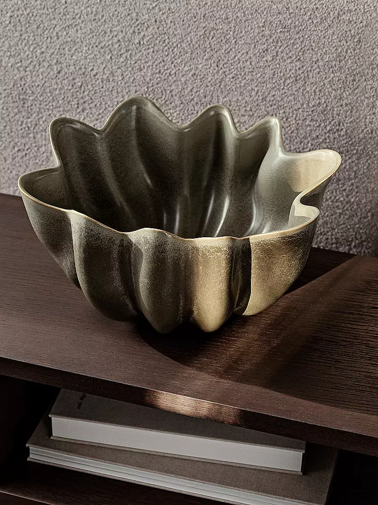 FERM LIVING | Keramik Schale NIUM 36cm Dark Sage  | dunkelgrün