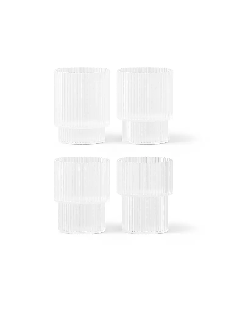 FERM LIVING | Trinkglas 4er-Set RIPPLE Frosted  | weiss