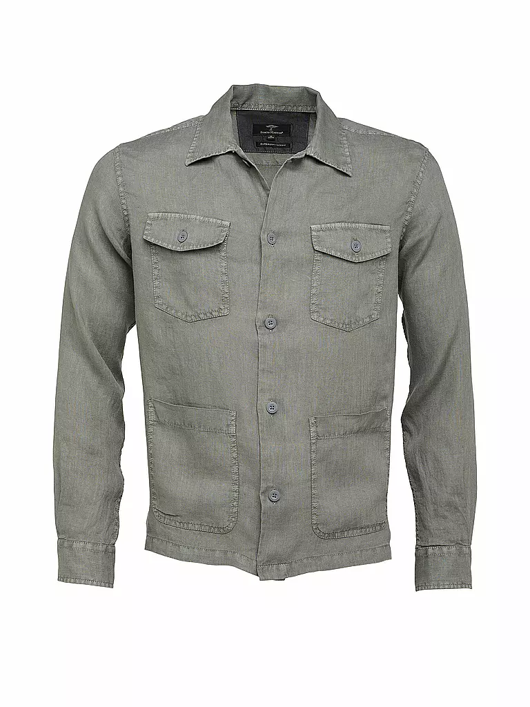 FYNCH HATTON | Leinen Overshirt | olive