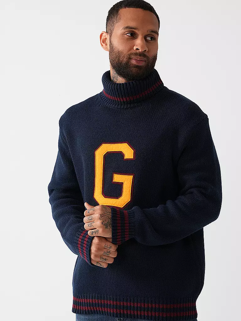 GANT | Rollkragenpullover G-LOGO | dunkelblau