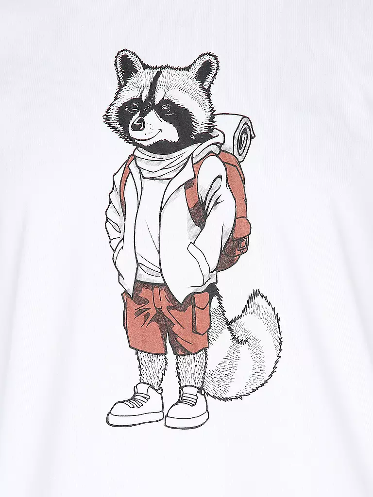 GREENBOMB | T-Shirt GUIDE ANIMAL RACCOON HIKE | weiss