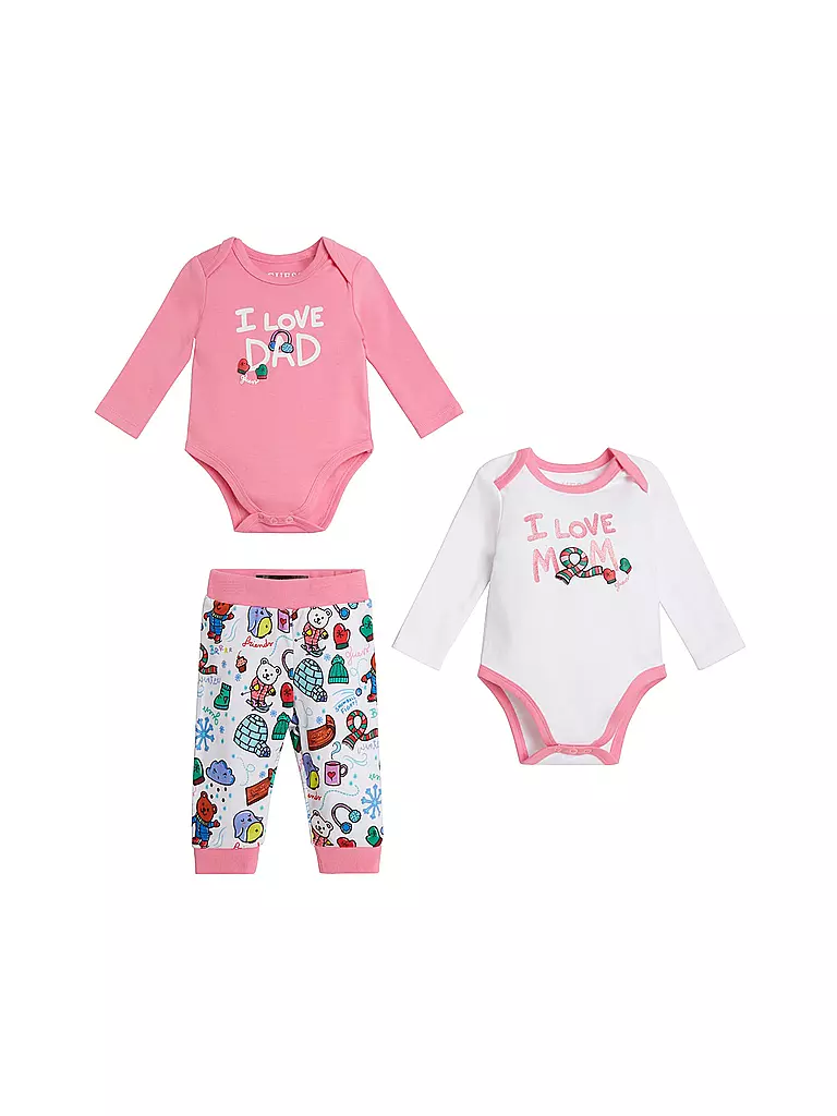 GUESS | Baby Set Bodys und Hose 3 teilig | weiss