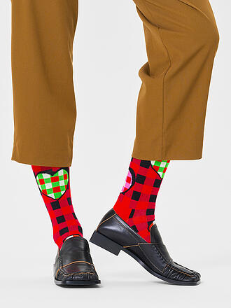 HAPPY SOCKS | Herren Socken CHECKED HEART 41-46 red