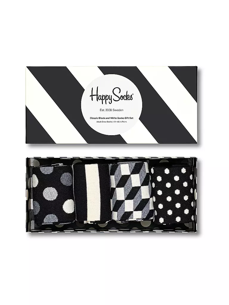 HAPPY SOCKS | Damen Socken 4er Pgk. CLASSIC BLACK & WHITE  black | schwarz