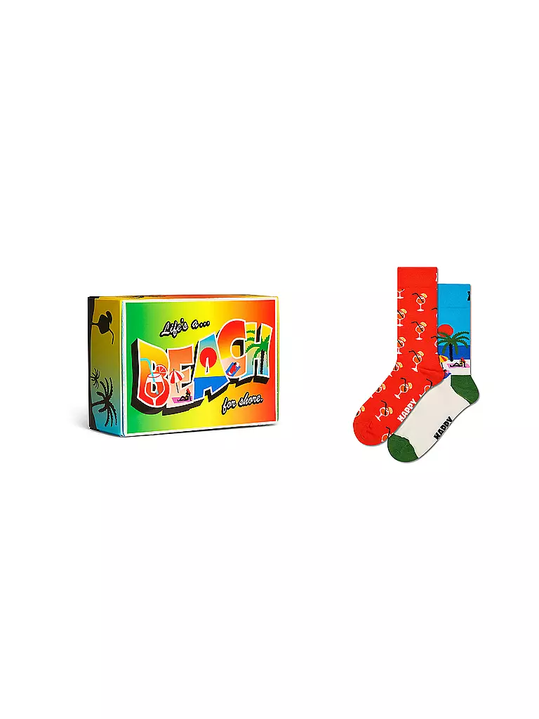 HAPPY SOCKS | Damen Socken Geschenkbox BEACH LIFE 2er Pkg. 36-40 green | grün