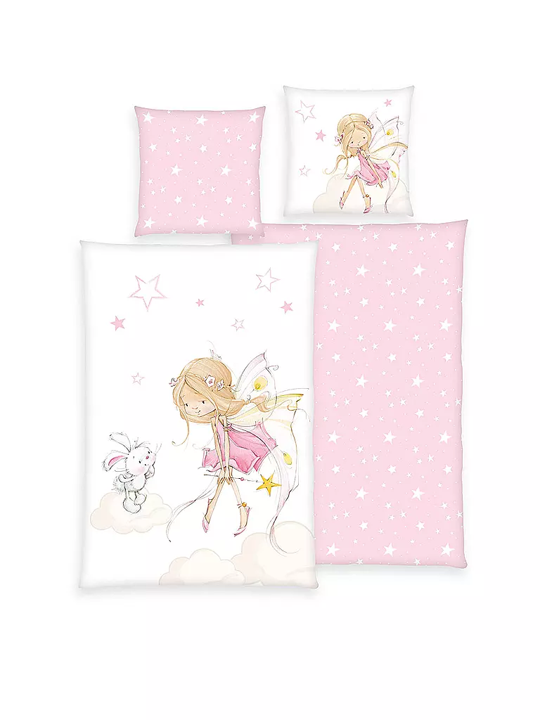 HERDING | Kinder Bettwäsche Little Fairy 70x90cm / 140x200cm Rosa | rosa