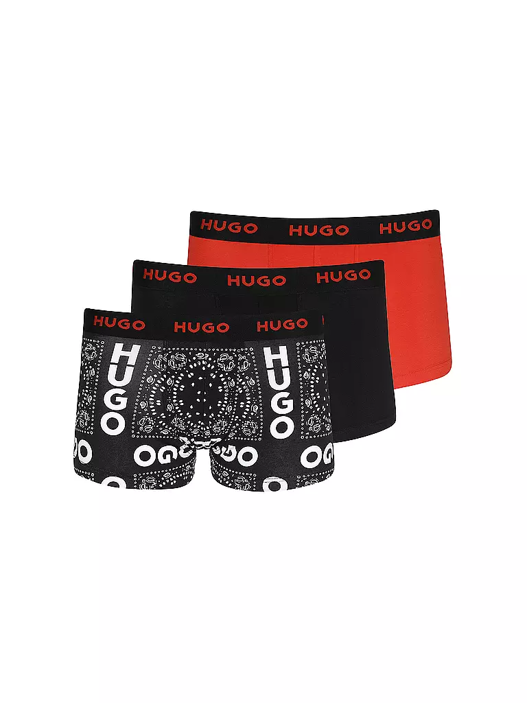 HUGO | Pants 3er Pkg schwarz rot gemustert  | schwarz