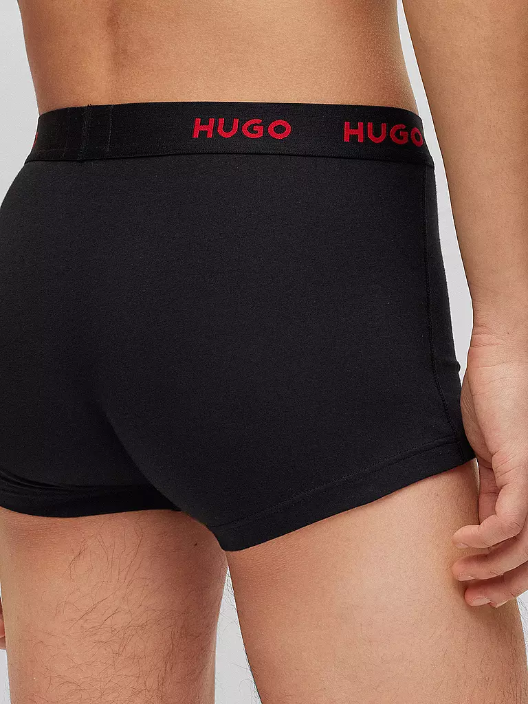 HUGO | Pants 3er Pkg schwarz rot gemustert  | schwarz