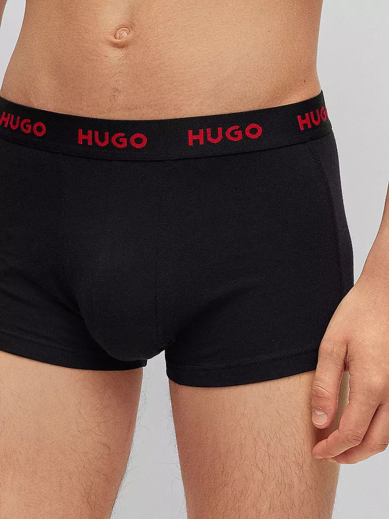 HUGO | Pants 3er Pkg schwarz rot gemustert  | schwarz