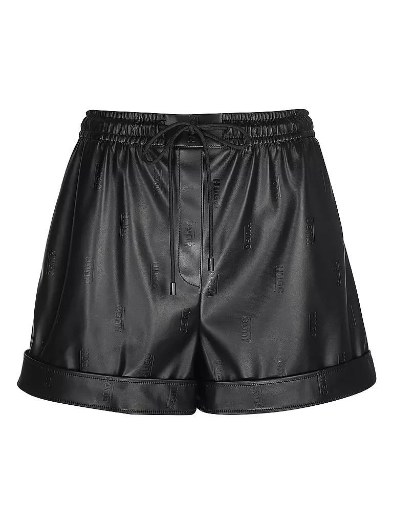 HUGO | Shorts in Lederoptik HESUS | schwarz