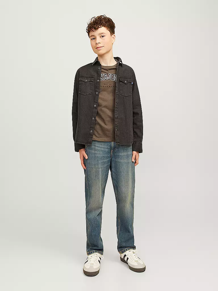 JACK & JONES | Jungen T-Shirt  JJECALEB VARSITY TEE | schwarz