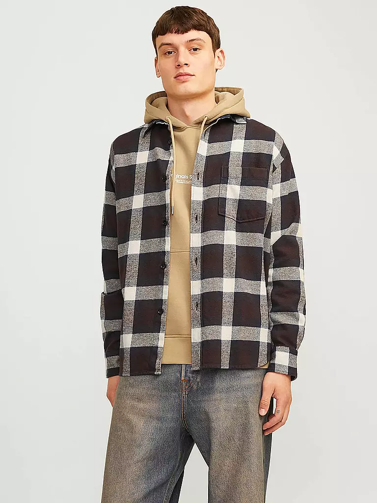 JACK & JONES | Flannelhemd Overshirt JORFREDERIKSBERG  | braun