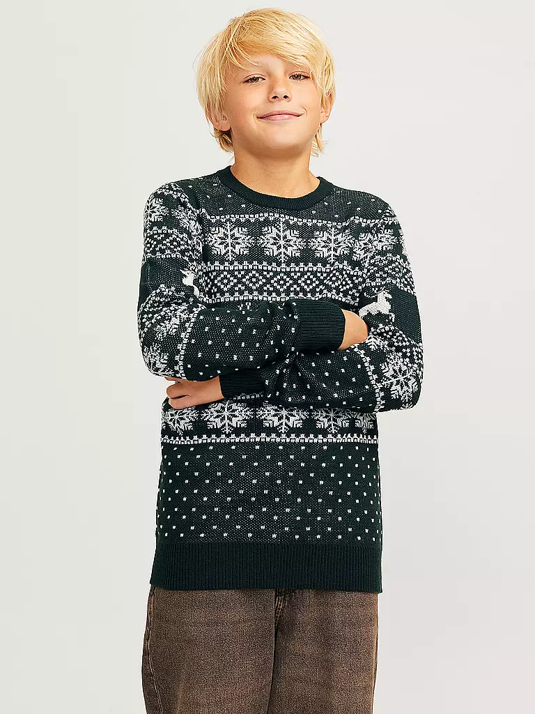 JACK & JONES | Jungen Pullover JJXMAS GABRIEL | dunkelgrün