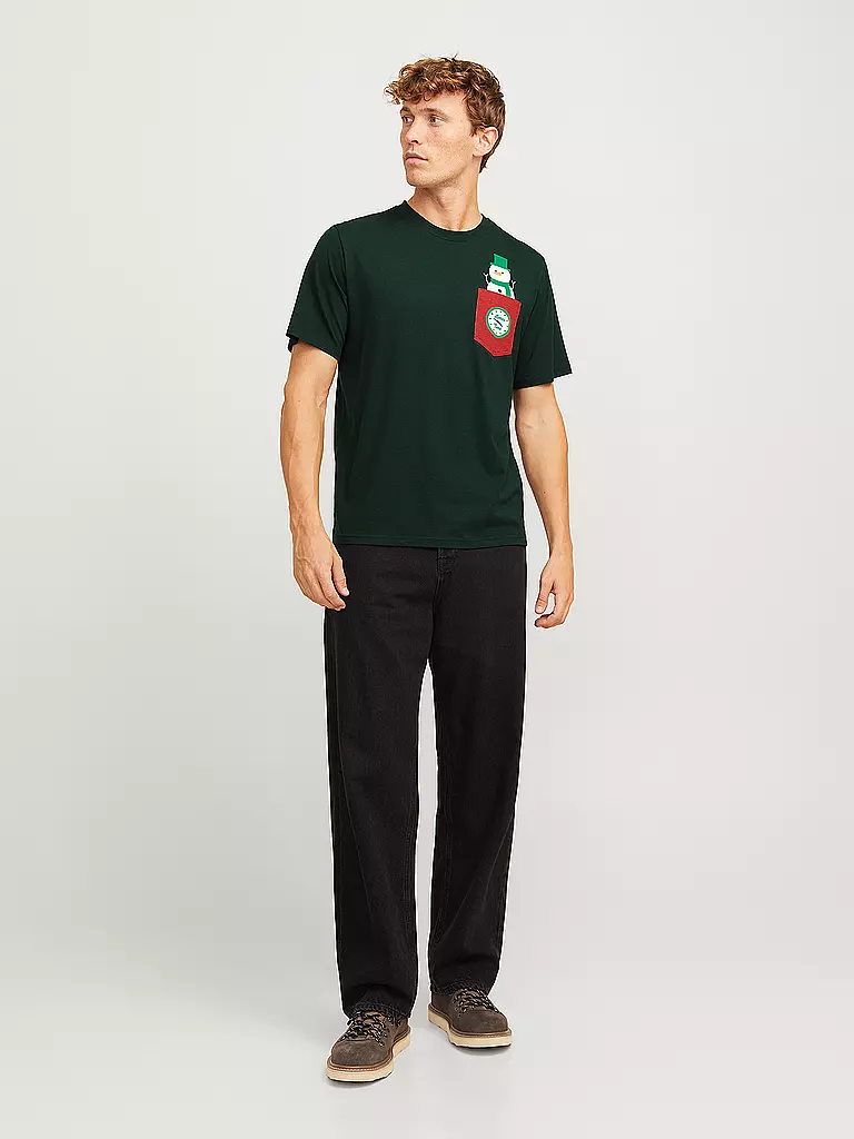 JACK & JONES | T-Shirt JJXMAS | dunkelgrün