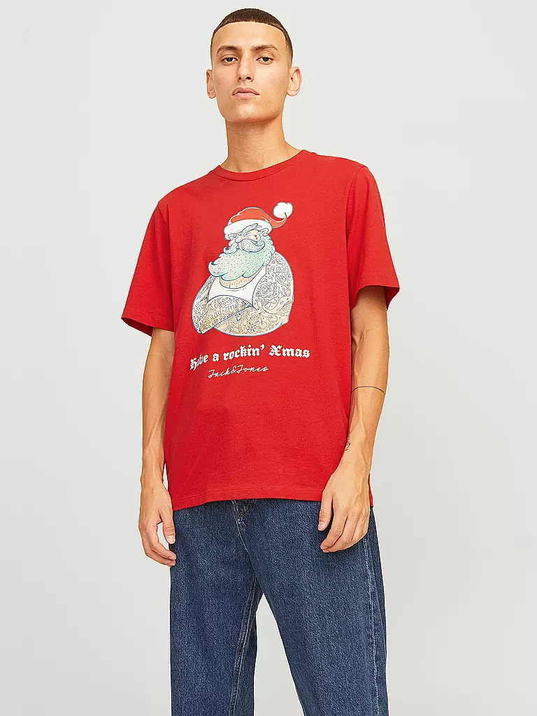 JACK & JONES | T-Shirt JJXMAS | rot