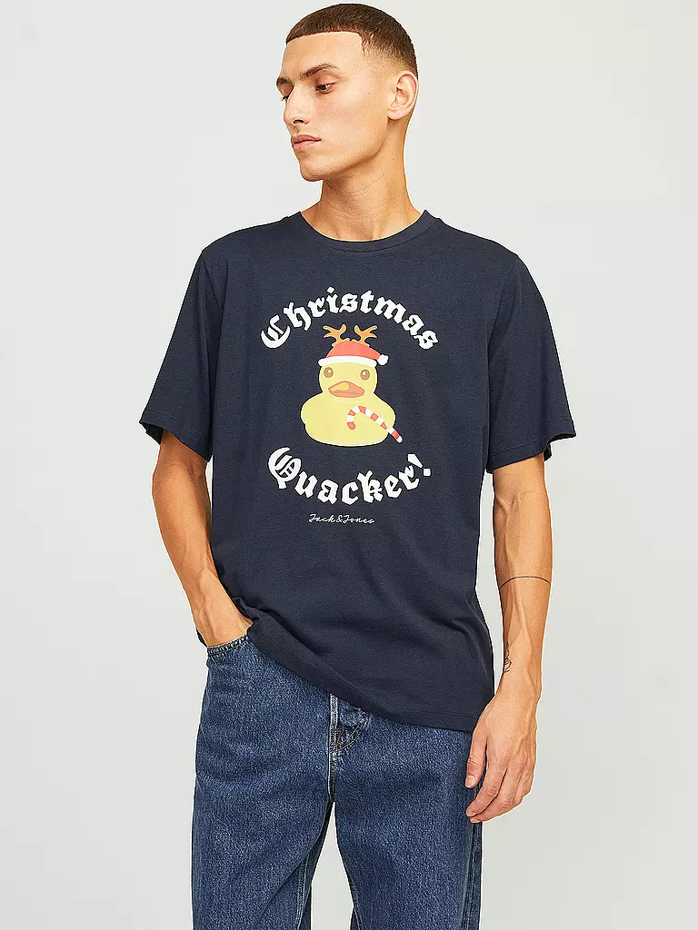 JACK & JONES | T-Shirt JJXMAS | dunkelblau