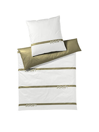 JOOP | Satin Bettwäsche Logo Stripes 70x90cm / 140x220cm Olive