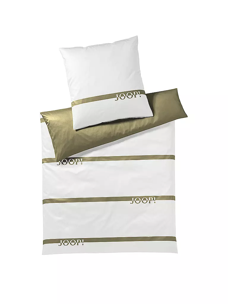 JOOP | Satin Bettwäsche Logo Stripes 70x90cm / 140x220cm Olive | olive