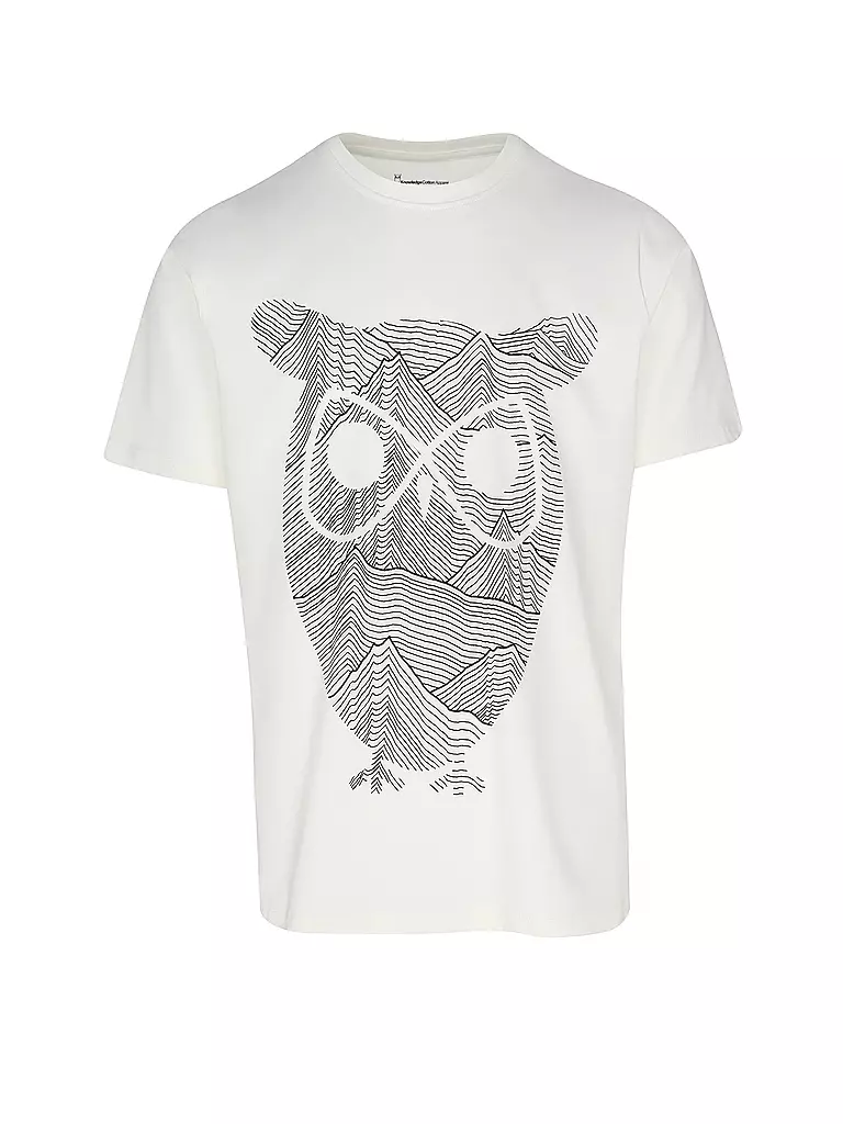 KNOWLEDGE COTTON APPAREL | T-Shirt OWL LINES | creme