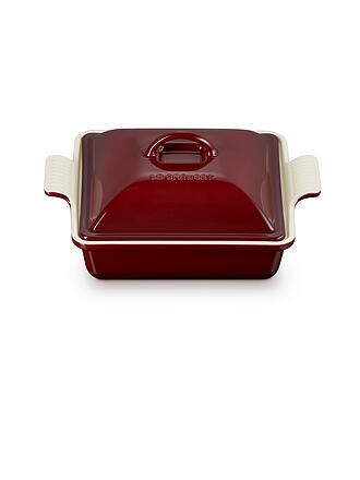 LE CREUSET | Auflaufform 23cm Tradition mit Deckel aus Steinzeug quadratisch Garnet