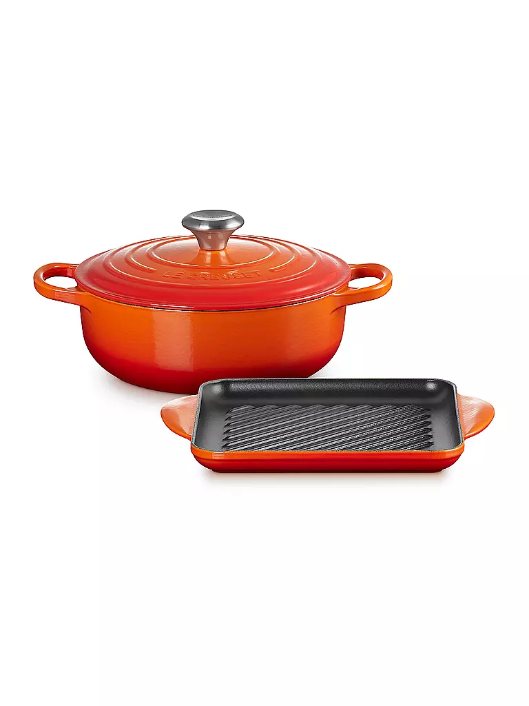 LE CREUSET | 2-teiliges Gusseisen Set 24cm Ofenrot | orange