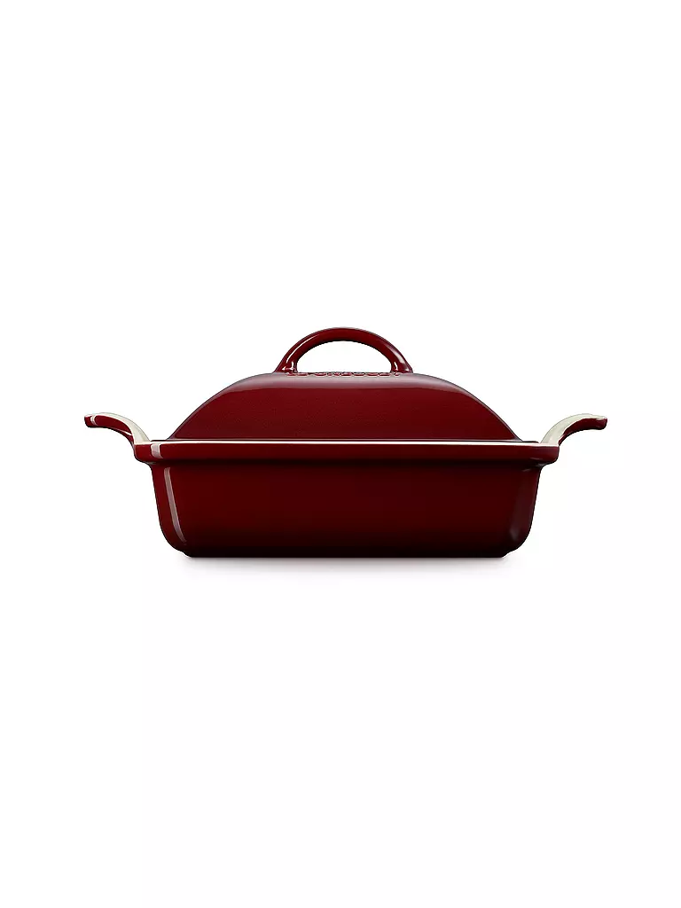 LE CREUSET | Auflaufform 23cm/1,9l Tradition mit Deckel aus Steinzeug quadratisch Garnet | dunkelrot