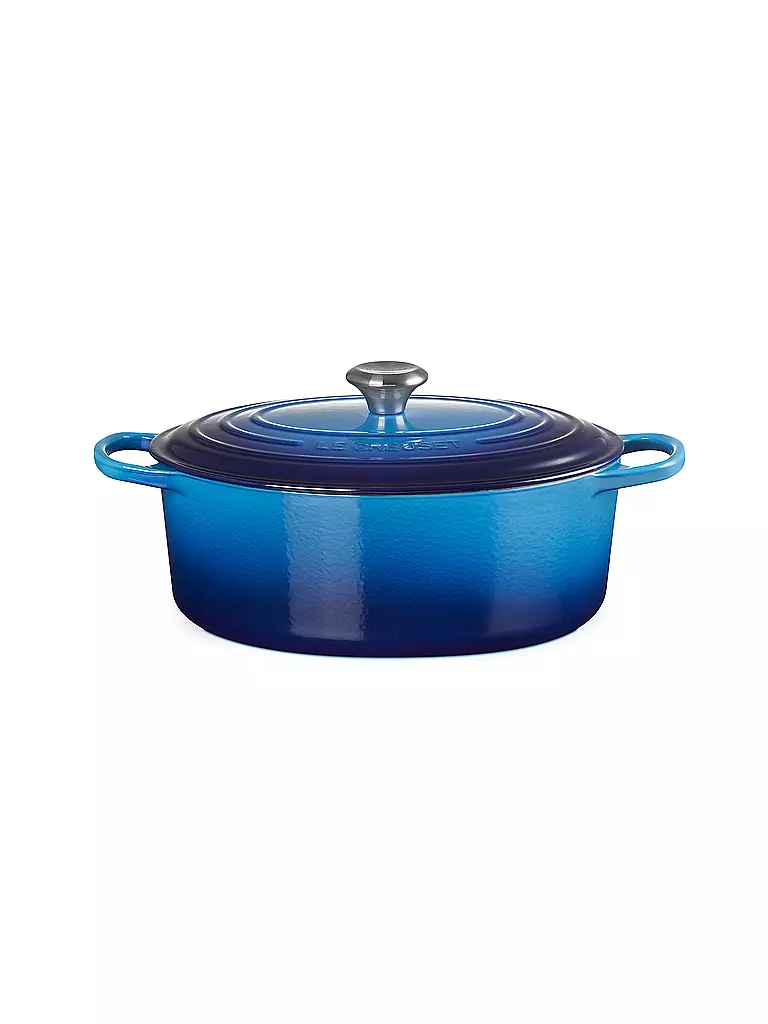 LE CREUSET | Gusseisen-Bräter mit Deckel Oval 31cm 6,3l SIGNATURE Azure | blau