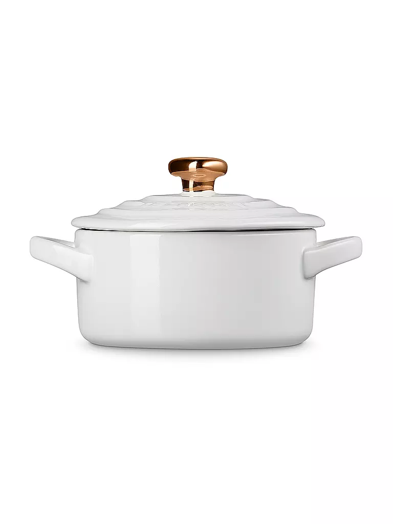 LE CREUSET | Mini Cocotte mit goldenem Herzknauf 10cm/0,25l White | rosa