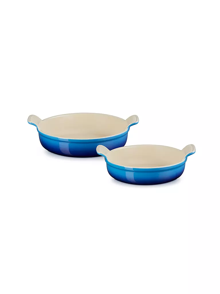 LE CREUSET | Runde Auflaufform Tradition aus Steinzeug 20cm und 24cm 2er-Set Azure  | blau