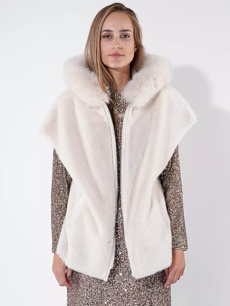 MARC CAIN | Jacke in Felloptik  | creme