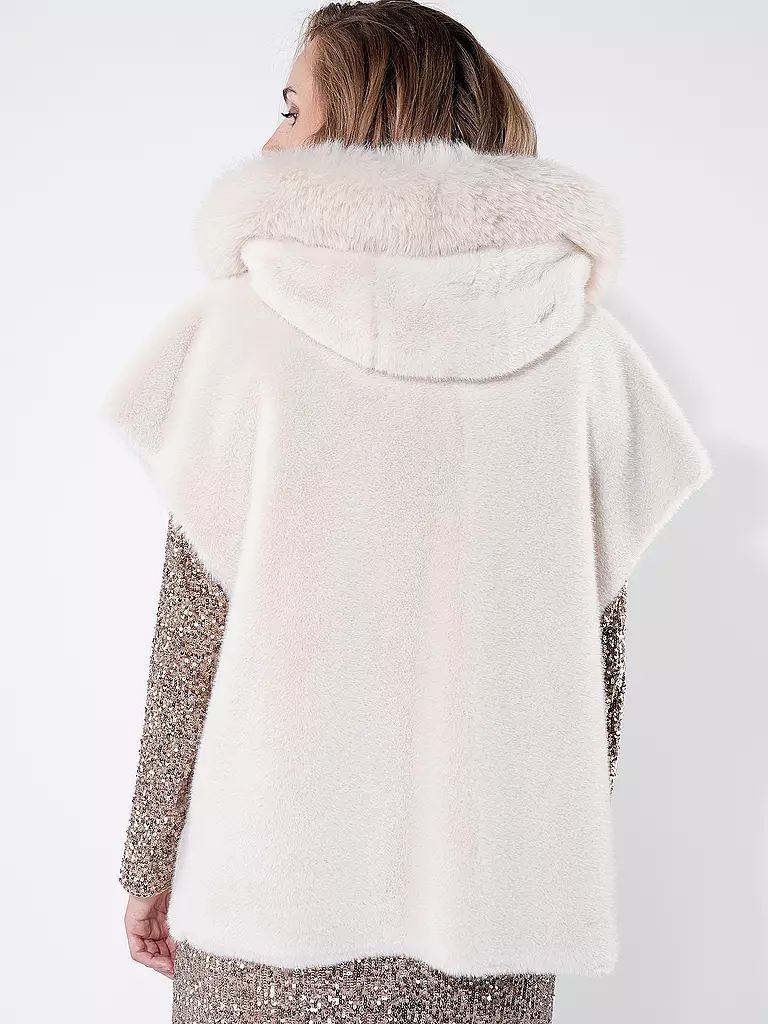 MARC CAIN | Jacke in Felloptik  | creme