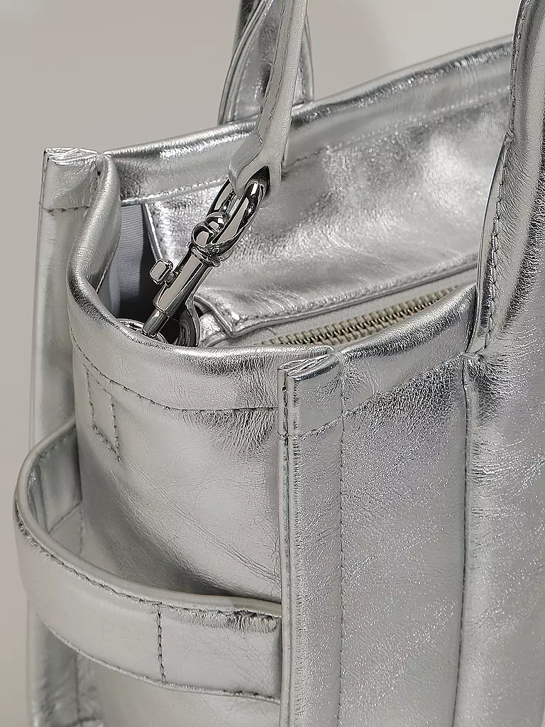 MARC JACOBS | Ledertasche - Tote Bag THE MINI TOTE LEATHER | silber