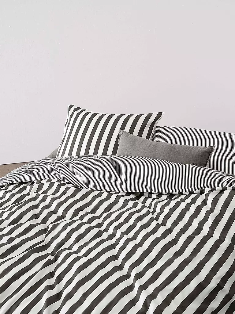 MARC O'POLO HOME | Satin Bettwäsche CLASSIC STRIPE 70x90cm/140x200cm Anthracite | grau