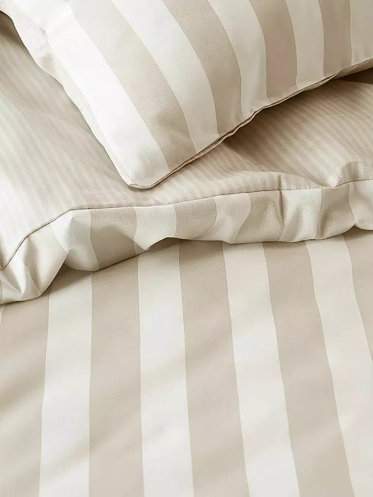 MARC O'POLO HOME | Satin-Bettwäsche "Classic Stripe" 70x90cm/140x200cm  | beige