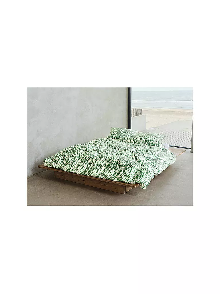 MARC O'POLO HOME | Satin-Bettwäsche HARPA 70x90cm/140x200cm Fern Green | hellgrau