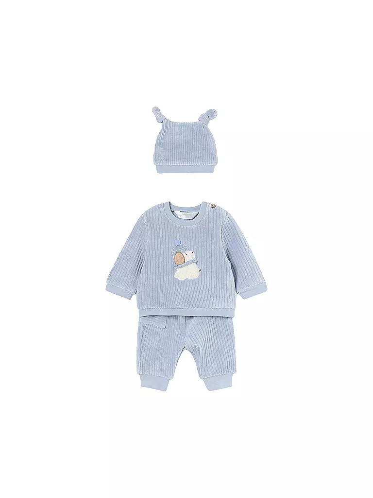 MAYORAL | Baby Set Mütze, Pullover, Hose 3-teilig   | hellblau