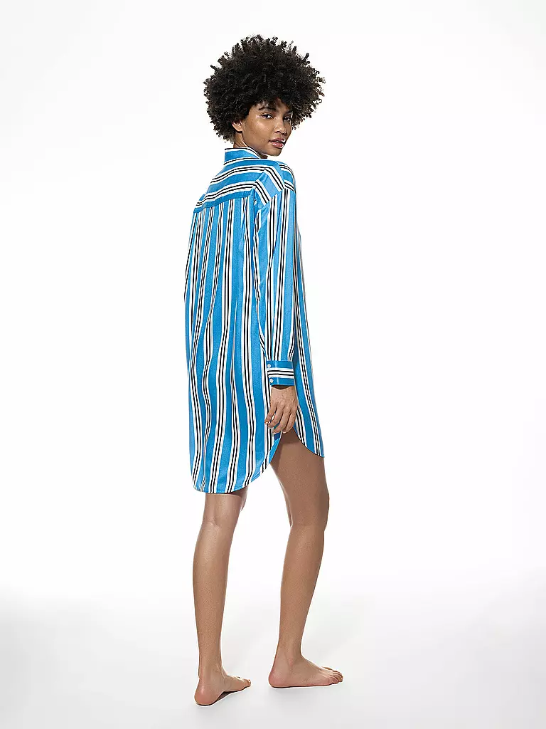 MEY | Nachthemd - Sleepshirt CALMING STRIPES | hellblau