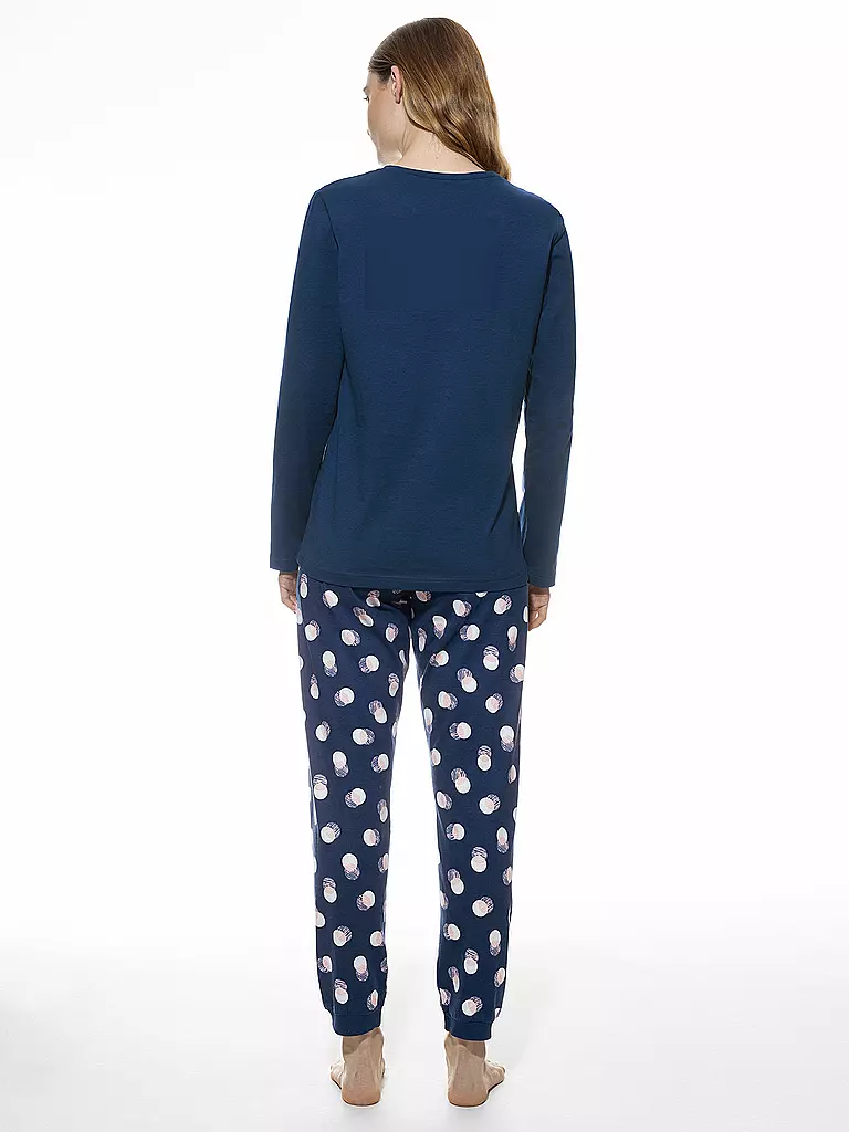 MEY | Pyjama SCRIBBLED DOTS | dunkelblau