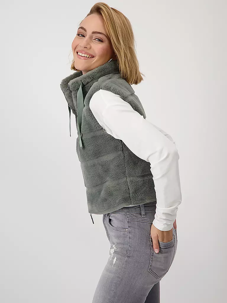 MONARI | Gilet in Felloptik  | grau