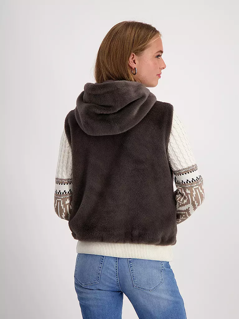 MONARI | Gilet in Felloptik | grau