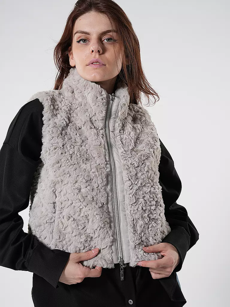 MONARI | Gilet in Felloptik | schwarz