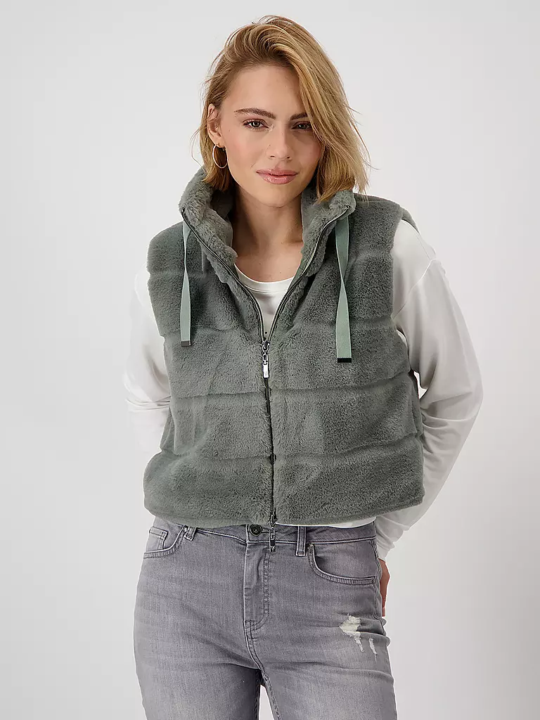 MONARI | Gilet in Felloptik | grau