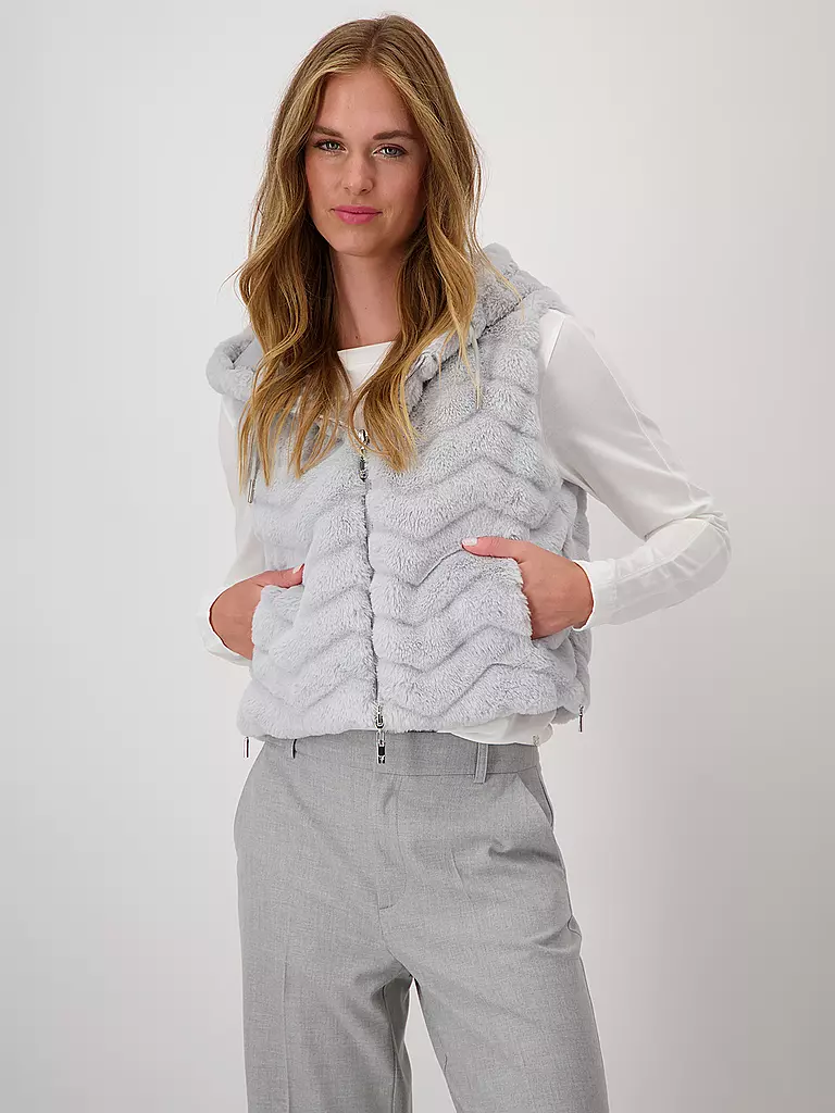 MONARI | Gilet in Felloptik | grau