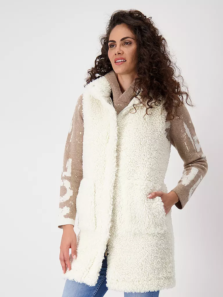 MONARI | Gilet in Felloptik | creme