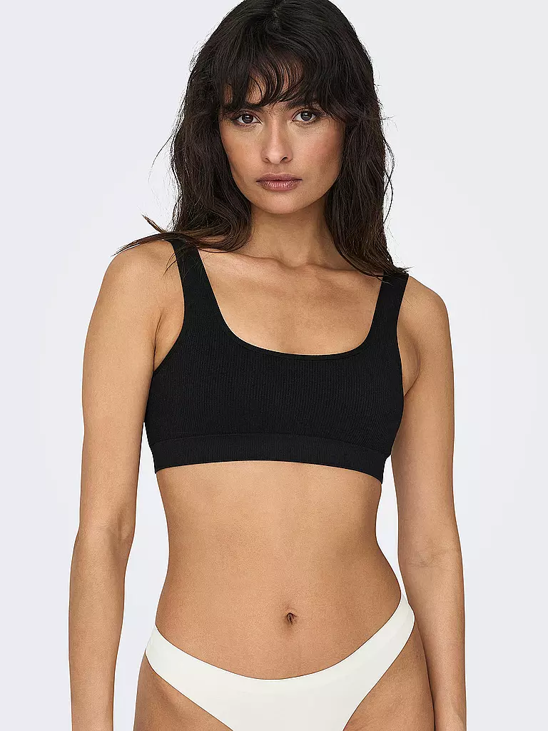 ONLY | Top Cropped Fit ONLVICKYRIB  | schwarz