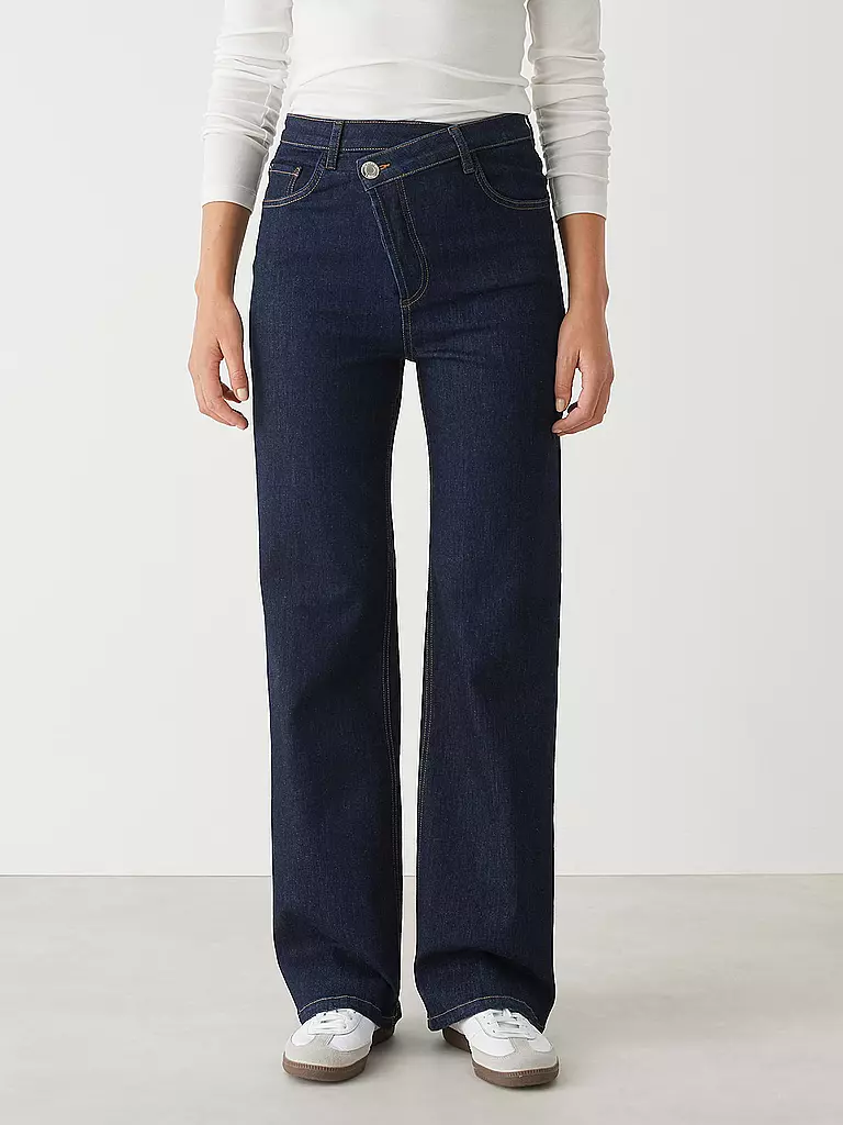 OPUS | Jeans Wide Leg MARLI CRISSCROSS | dunkelblau