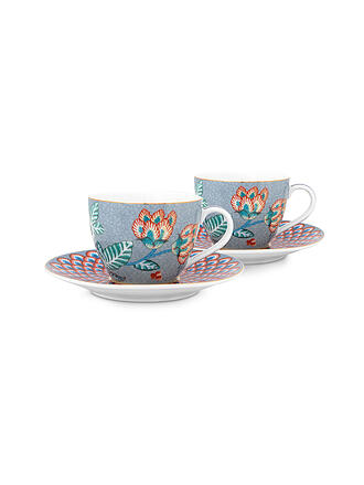 PIP STUDIO | Espressotasse mit Untertasse 2-er Set Small 120ml FLOWER FESTIVAL Light Blue