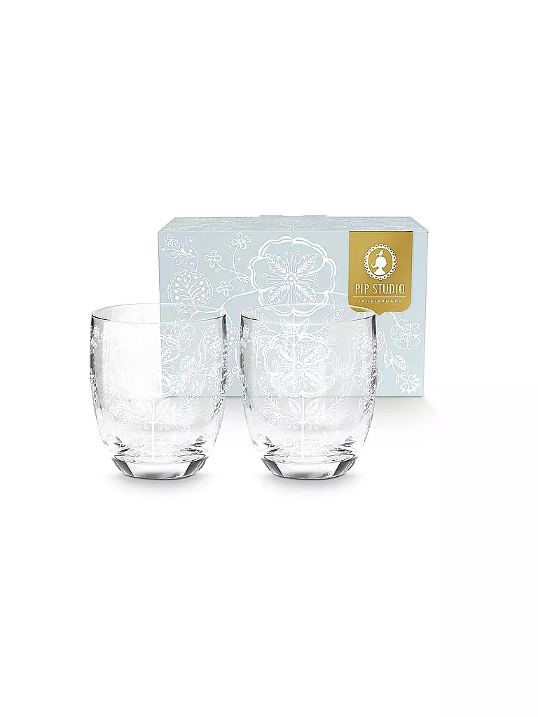 PIP STUDIO | Wasserglas 2er Set 280ml Flower White | transparent